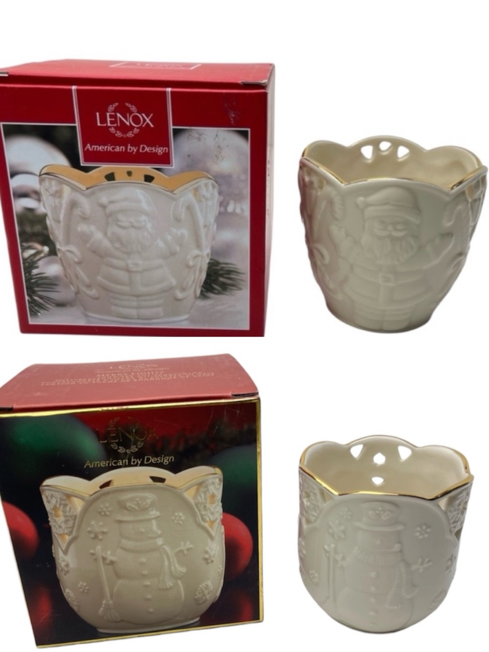 Bundle of 2 Lenox Merry Lights Holiday Christmas Votive Tealight Candle Holders